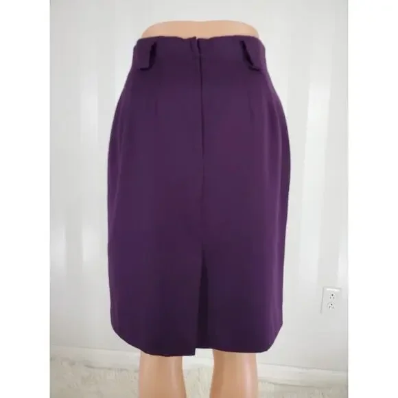 CASUAL CORNER Women's Purple Straight Skirt Sz 8 NO BELT - Picture 3 of 8